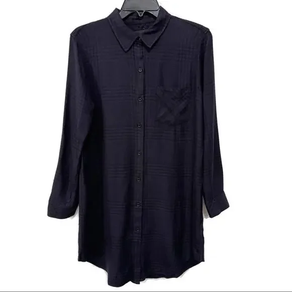 Rails Bianca Shirtdress In Charcoal Shadow Size XS NWT Front Button Long Sleeves - Picture 6 of 13